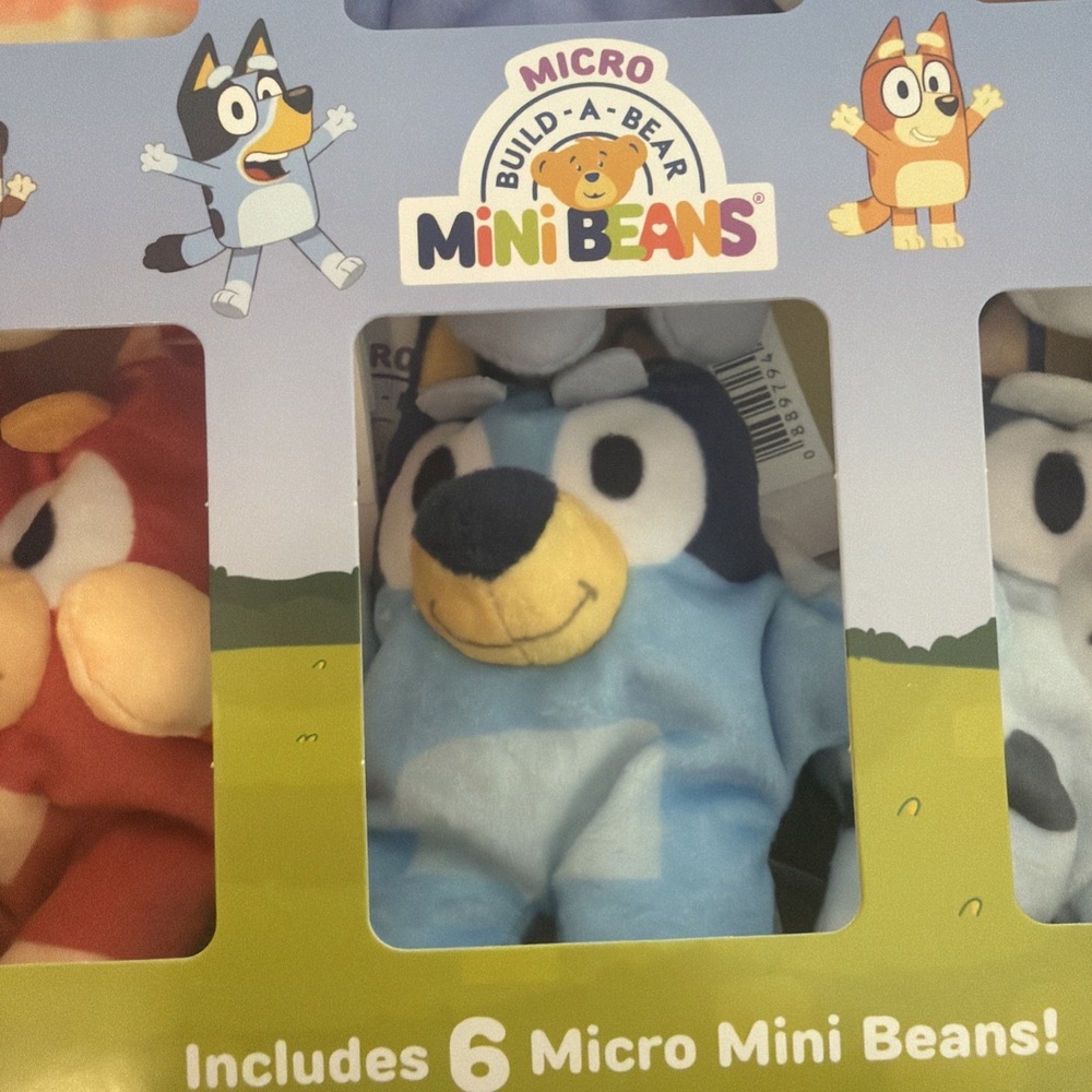 Bluey Micro Build-A-Bear Set of 6 Micro Mini Beans Plush Pack Socks Bingo Rusty - Picture 6 of 14